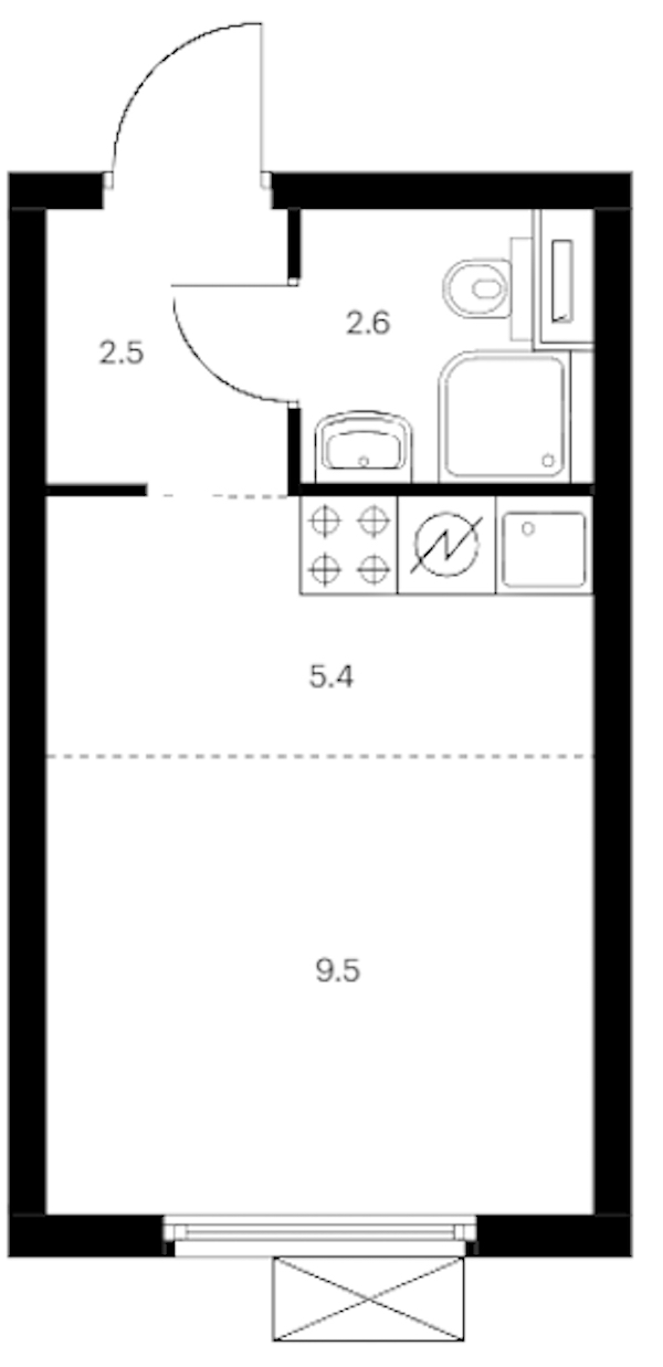 Квартира студия 20 м², 5/12 эт., ЖК «Витебский парк»